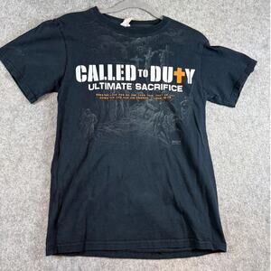 Vintage 90s COD Called To Duty Ultimate Sacrifice Shirt Mens Medium Black Gaming